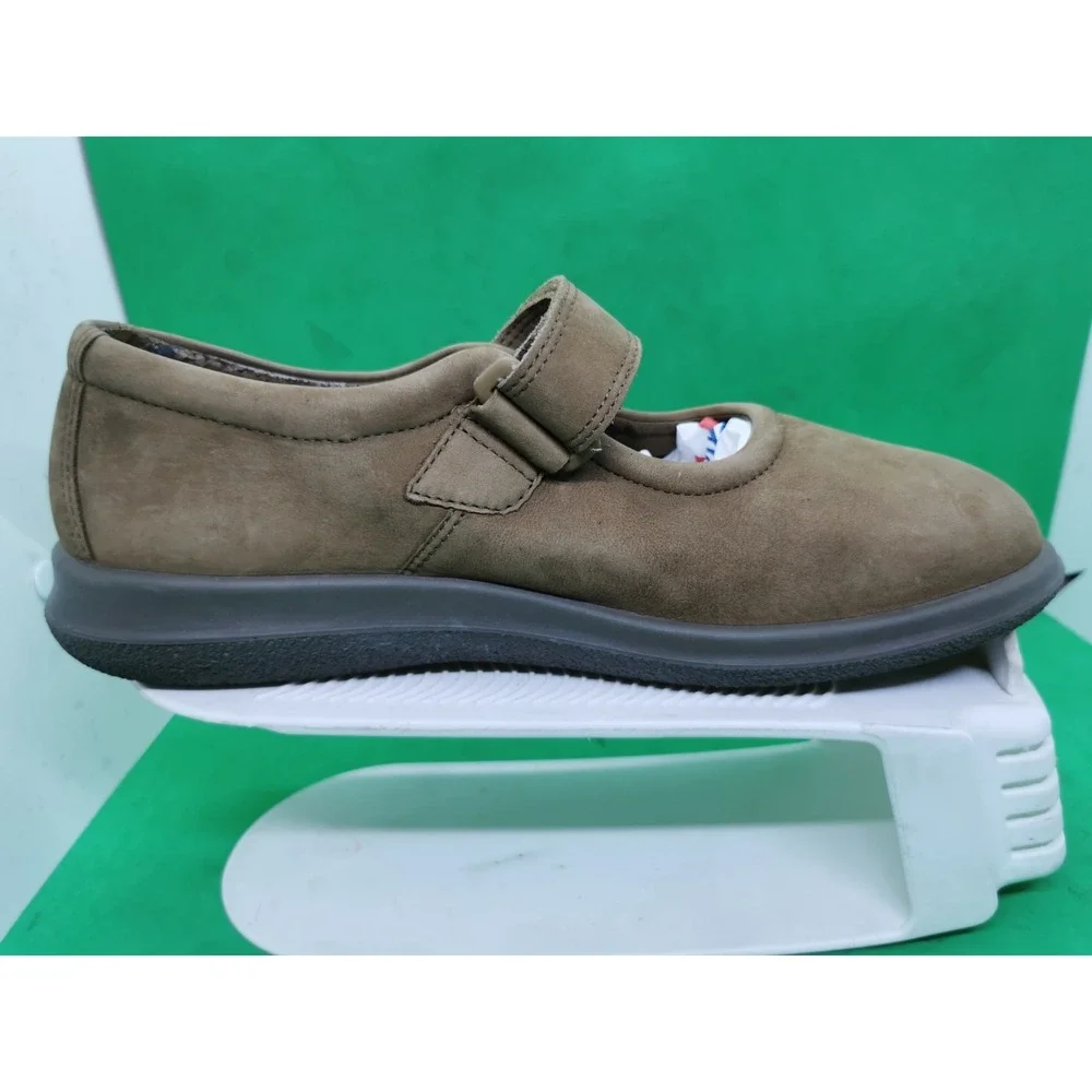 Ecco Soft Women Shoes Mary Jane Suede Brown Hook & Loop Size 40 US 9